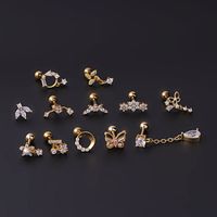 Ear Cartilage Rings & Studs Fashion Flower 316 Stainless Steel  Copper Plating main image 4