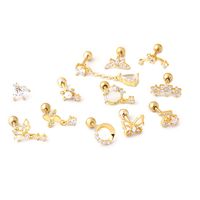 Ear Cartilage Rings & Studs Fashion Flower 316 Stainless Steel  Copper Plating main image 2