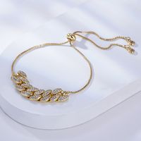 Fashion Geometric Chain Copper Artificial Gemstones 18k Gold Plated Bracelets main image 2