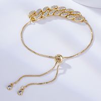 Fashion Geometric Chain Copper Artificial Gemstones 18k Gold Plated Bracelets main image 3