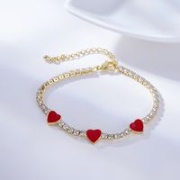 New Bohemian Zircon Drip Oil Heart Gold-plated Bracelet main image 4