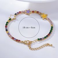 Fashion Color Zircon Dripping Oil Five-pointed Star Copper Bracelet main image 5