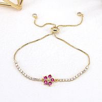 Simple Copper Micro-inlaid Zircon Colorful Flower Adjustable Bracelet main image 2