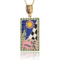 New Enamel Drip Oil Pendant Geometric Painted Tarot Card Copper Necklace main image 5