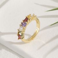 New Women's Hand Jewelry Copper Inlaid Zircon Heart-shaped Ring main image 3