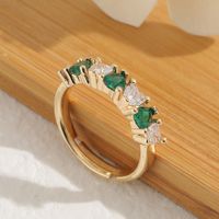 New Women's Hand Jewelry Copper Inlaid Zircon Heart-shaped Ring main image 5