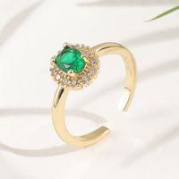Fashion Simple Diamond Copper Plated Gold Ring Open Ring main image 1