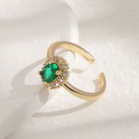 Fashion Simple Diamond Copper Plated Gold Ring Open Ring main image 3