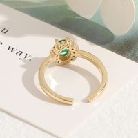 Fashion Simple Diamond Copper Plated Gold Ring Open Ring main image 4
