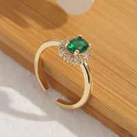 Fashion Simple Diamond Copper Plated Gold Ring Open Ring main image 5