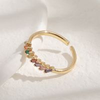 Fashion Copper Plated Real Gold Inlaid Colorful Zircon Tail Ring main image 3