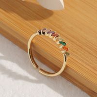 Fashion Copper Plated Real Gold Inlaid Colorful Zircon Tail Ring main image 4