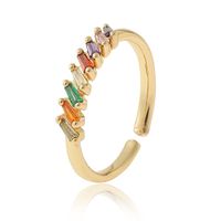 Fashion Copper Plated Real Gold Inlaid Colorful Zircon Tail Ring main image 6