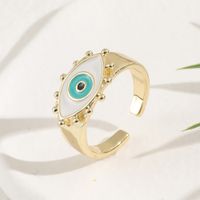Fashion Copper Plated Real Gold Enamel Drip Oil Evil Eye Ring main image 1