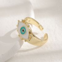 Fashion Copper Plated Real Gold Enamel Drip Oil Evil Eye Ring main image 3