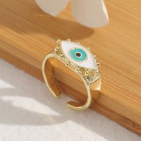 Fashion Copper Plated Real Gold Enamel Drip Oil Evil Eye Ring main image 4