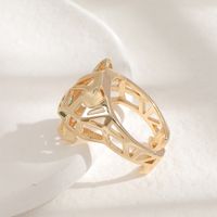 New Fashion Hollow Leopard Copper Plated Real Gold Open Tail Ring main image 3