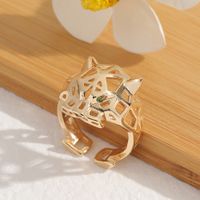 New Fashion Hollow Leopard Copper Plated Real Gold Open Tail Ring main image 4