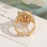 New Fashion Hollow Leopard Copper Plated Real Gold Open Tail Ring main image 5