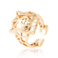 New Fashion Hollow Leopard Copper Plated Real Gold Open Tail Ring main image 6