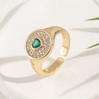 Simple Diamond-encrusted Green Heart-shaped Zircon Ring Hand Jewelry main image 1