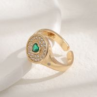 Simple Diamond-encrusted Green Heart-shaped Zircon Ring Hand Jewelry main image 3