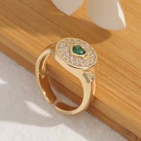 Simple Diamond-encrusted Green Heart-shaped Zircon Ring Hand Jewelry main image 4