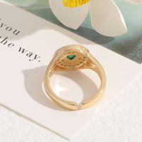 Simple Diamond-encrusted Green Heart-shaped Zircon Ring Hand Jewelry main image 5