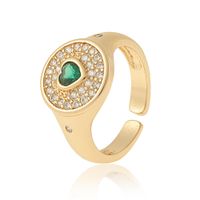 Simple Diamond-encrusted Green Heart-shaped Zircon Ring Hand Jewelry main image 6