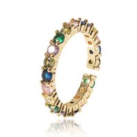 Fashion Copper Micro-encrusted Green And White Zircon Geometric Tail Ring Female main image 6