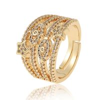 Fashion Geometric Multi-layer Devil's Eye Diamond Copper Tail Ring Female main image 6