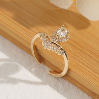 Fashion Copper Diamond Crown Wedding Opening Adjustable Tail Ring Wholesale main image 5