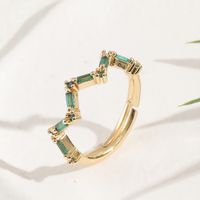 New Fashion Irregular Green Zircon Women's Creative Copper Tail Ring main image 1