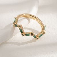 New Fashion Irregular Green Zircon Women's Creative Copper Tail Ring main image 3