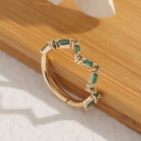 New Fashion Irregular Green Zircon Women's Creative Copper Tail Ring main image 4