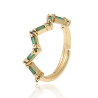 New Fashion Irregular Green Zircon Women's Creative Copper Tail Ring main image 6