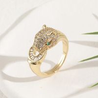 New Hip-hop Leopard Copper Micro-encrusted Zircon Open Ring Wholesale main image 2