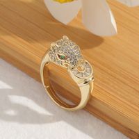 New Hip-hop Leopard Copper Micro-encrusted Zircon Open Ring Wholesale main image 4