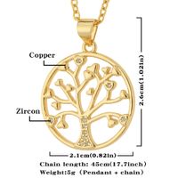 New Simple Women's Jewelry Round Tree Of Life Pendant Copper Plated Real Gold Necklace main image 5
