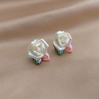 Boucles D&#39;oreilles En Forme De Fleur De Rose Acrylique Douce À La Mode main image 1