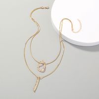 Double Layered Necklace Women's Water Drop Long Stick Pendent Necklace main image 4