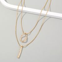 Double Layered Necklace Women's Water Drop Long Stick Pendent Necklace main image 5