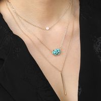 Fashion Simple Natural Turquoise Accessories Long Pendant Multi-layer Necklace main image 1