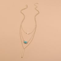 Fashion Simple Natural Turquoise Accessories Long Pendant Multi-layer Necklace main image 3