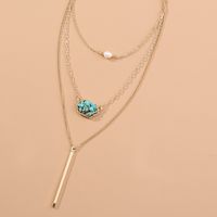 Fashion Simple Natural Turquoise Accessories Long Pendant Multi-layer Necklace main image 4
