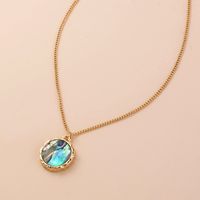Fashion Natural Color Abalone Shell Round Pendant Collarbone Chain Necklace main image 4