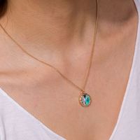 Fashion Natural Color Abalone Shell Round Pendant Collarbone Chain Necklace main image 5
