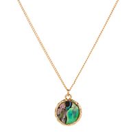 Fashion Natural Color Abalone Shell Round Pendant Collarbone Chain Necklace main image 6