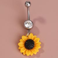 Fashion Sunflower Flower Stainless Steel Belly Button Nail main image 3