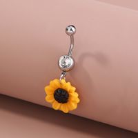 Fashion Sunflower Flower Stainless Steel Belly Button Nail main image 4